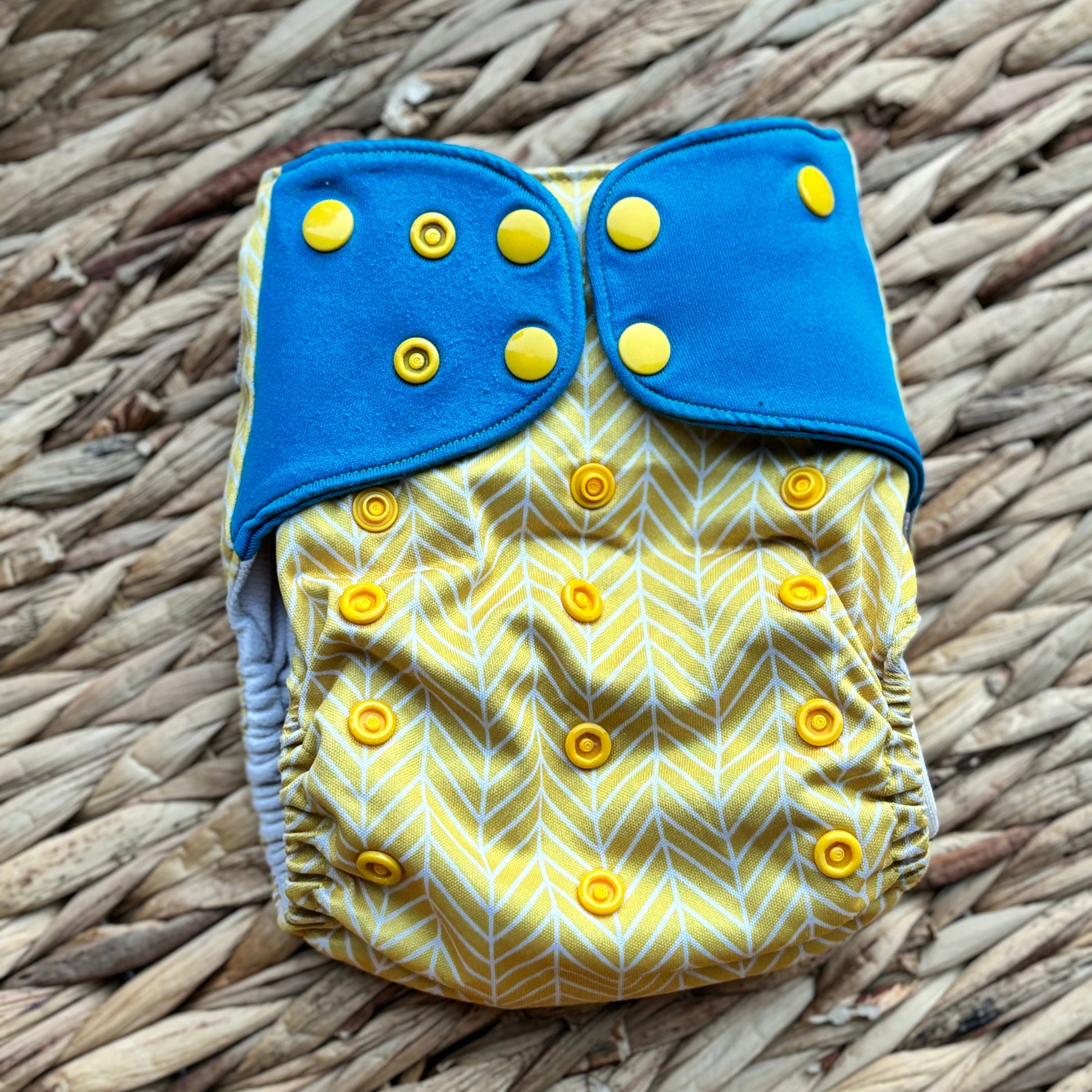 Little Lovebum Popper Pocket Nappy (Hemp & Bamboo Insert)-Pocket Nappy-Little Love Bum-Canary-The Nappy Market