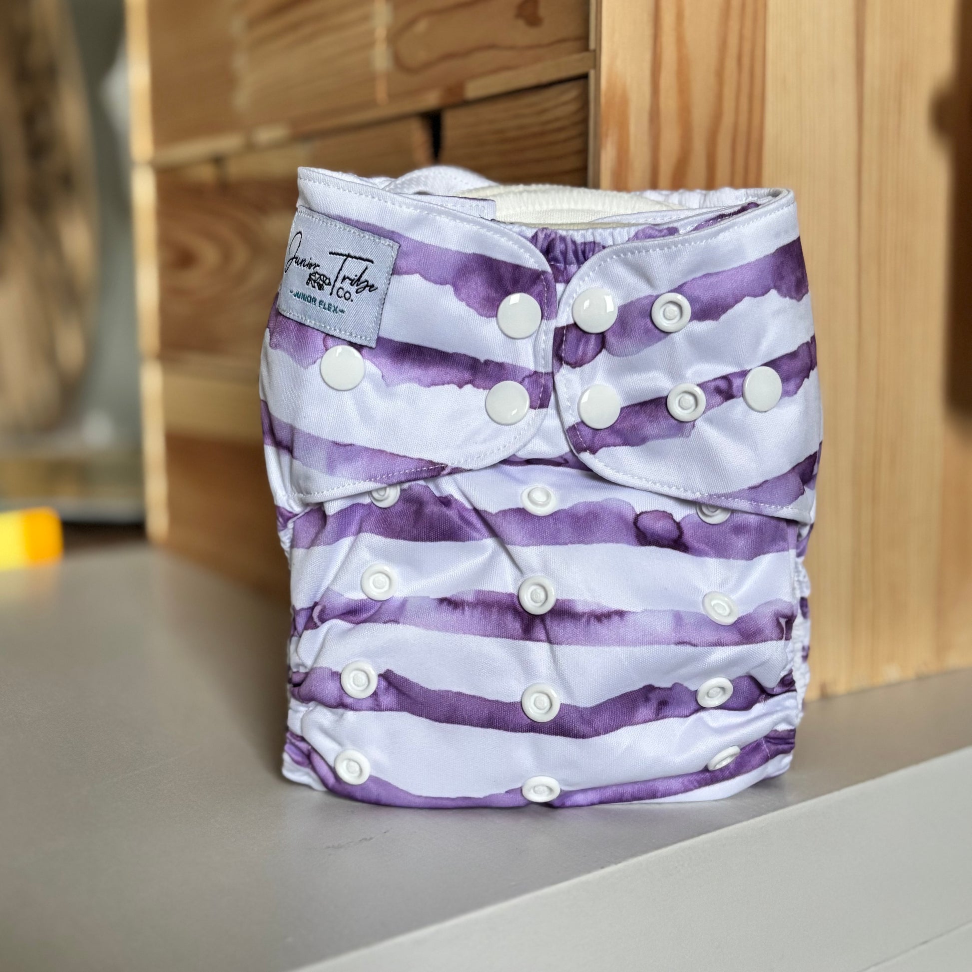 Junior Tribe Co Flex Snap in Pocket Cloth Nappy-Snap in with Pocket-Junior Tribe-Purple Frenchie-The Nappy Market