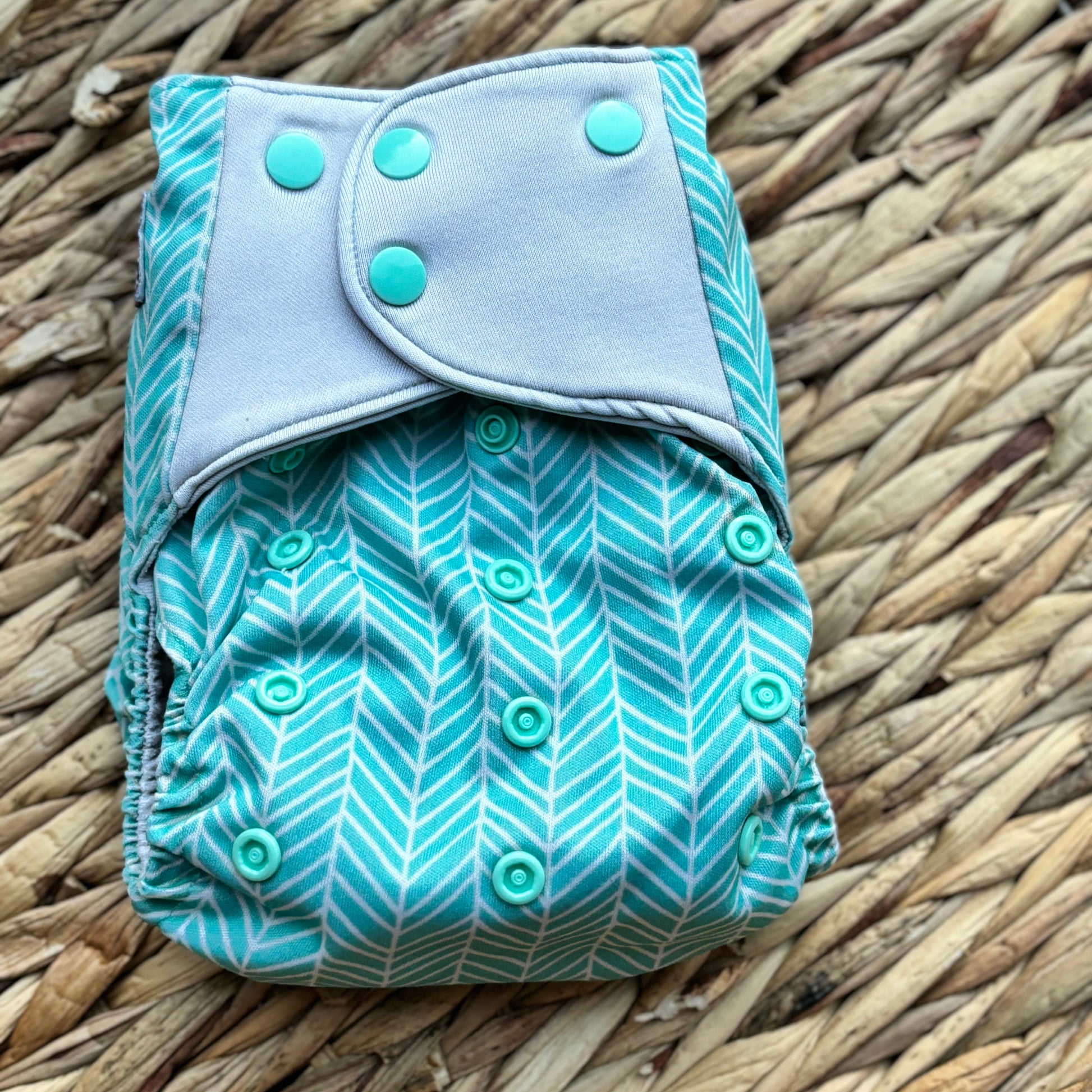 Little Lovebum Popper Pocket Nappy (Hemp & Bamboo Insert)-Pocket Nappy-Little Love Bum-Mint-The Nappy Market