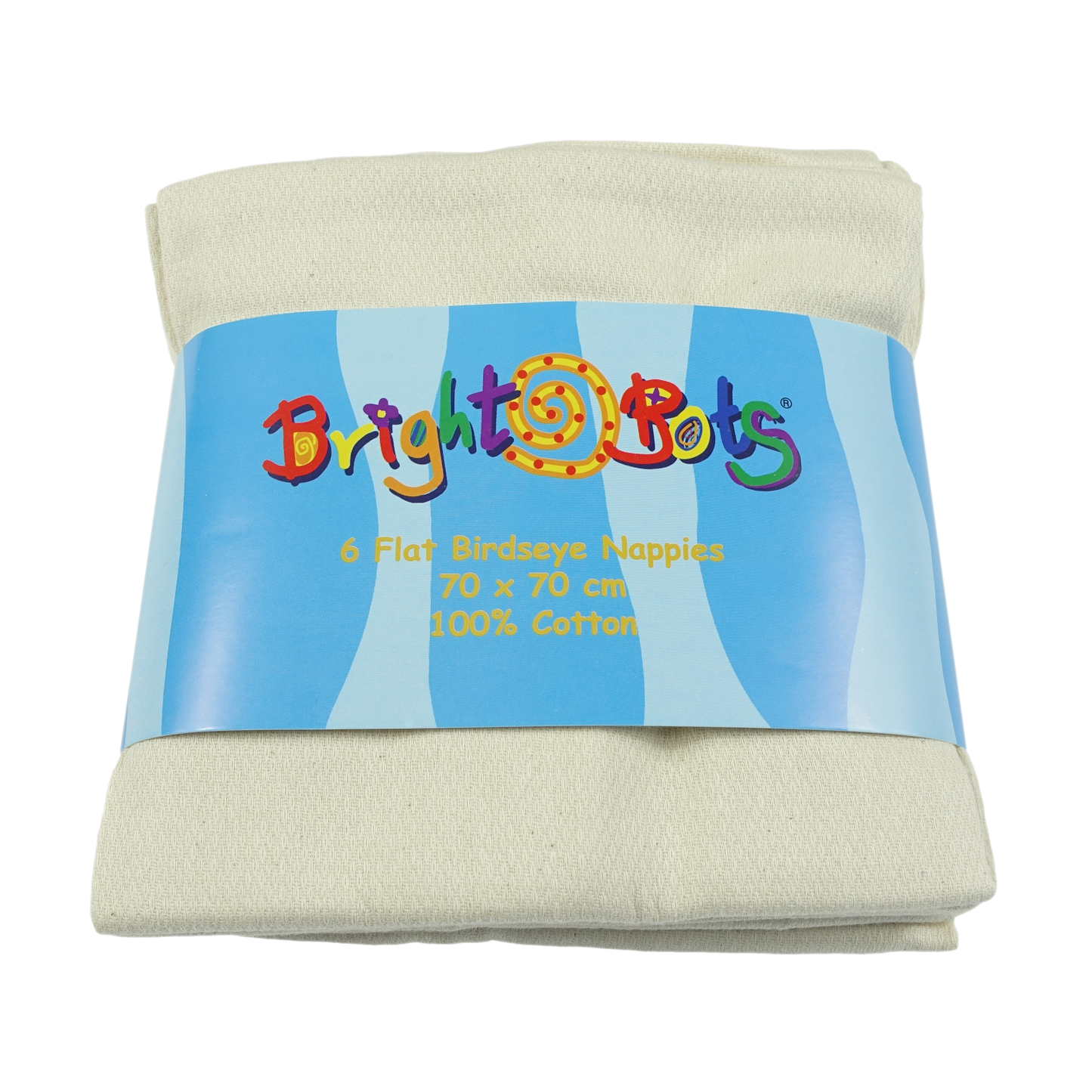 Bright Bots 100% Cotton Birdseye Flat Nappies 70x70cm Unbleached - 6 Pack-Flat Nappy-Bright Bots-The Nappy Market