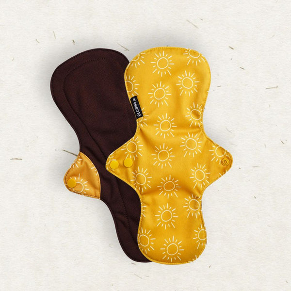 Eco Mini Bamboo Coolmax Contour Cloth Pad - Heavy / Night-Cloth Sanitary Pads-Eco Mini-Eternal Sunshine (Coffee Coolmax)-The Nappy Market