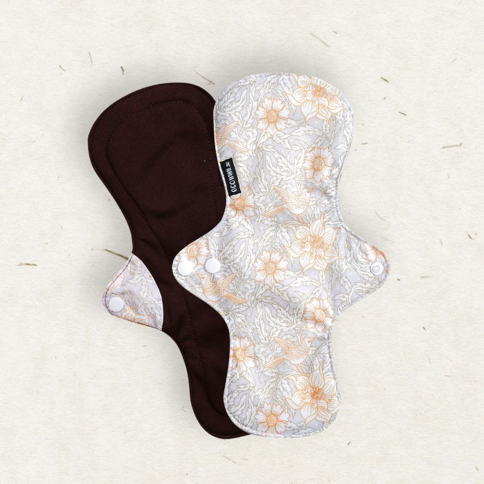 Eco Mini Bamboo Coolmax Contour Cloth Pad - Heavy / Night-Cloth Sanitary Pads-Eco Mini-Lace (Coffee Coolmax)-The Nappy Market