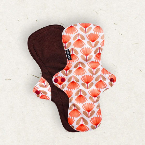 Eco Mini Bamboo Coolmax Contour Cloth Pad - Heavy / Night-Cloth Sanitary Pads-Eco Mini-Retro (Coffee Coolmax)-The Nappy Market