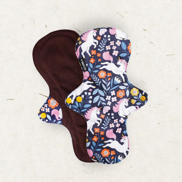 Eco Mini Bamboo Coolmax Contour Cloth Pad - Heavy / Night-Cloth Sanitary Pads-Eco Mini-Unicorns are Real (Coffee Coolmax)-The Nappy Market