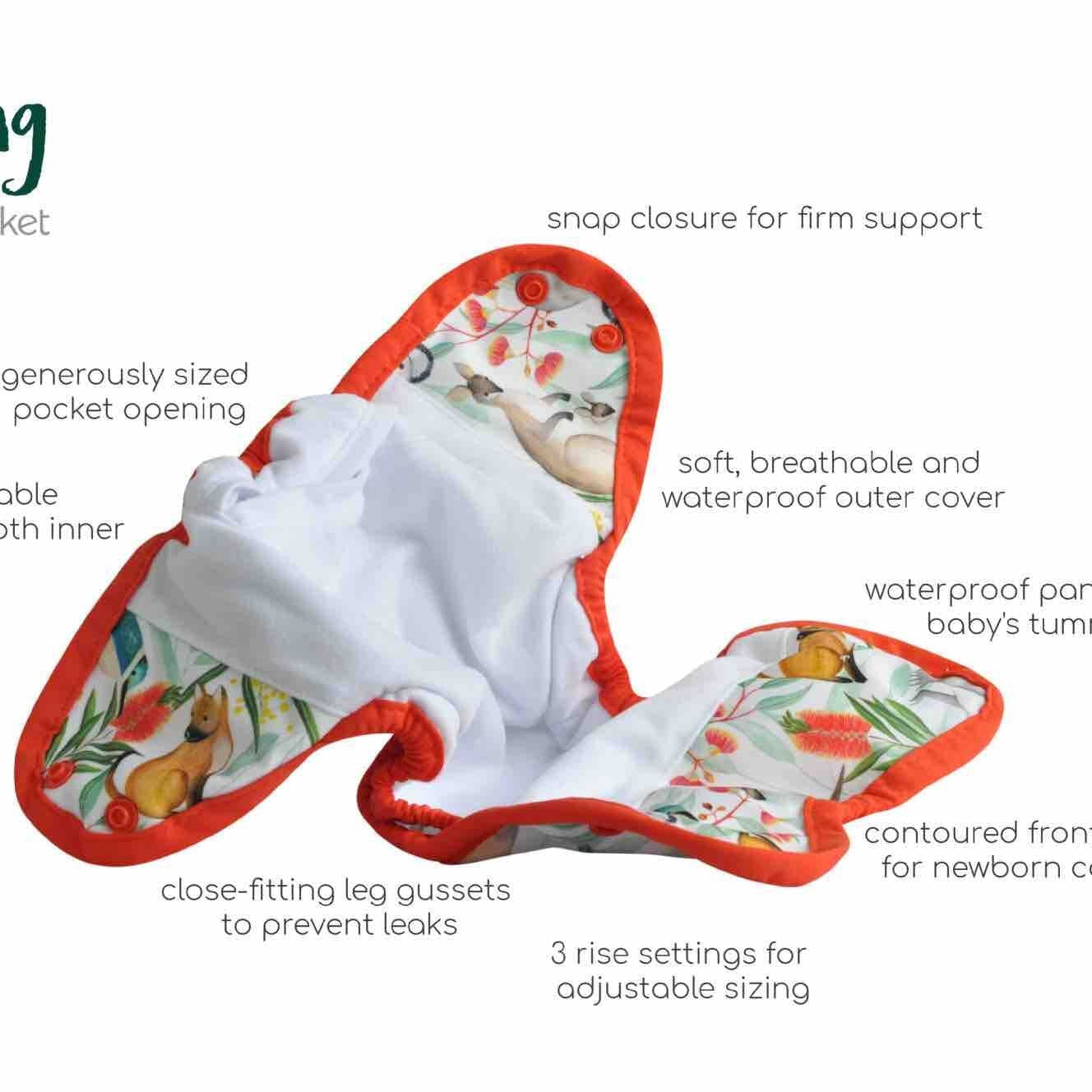 Seedling Baby Multi-Fit One-Size Pocket Nappy-Pocket Nappy-Seedling Baby-Beehive Black-The Nappy Market