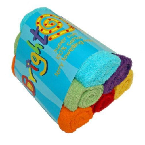 Bright Bots 6 Pack Cotton Coloured Terry Squares-Flat Nappy-Bright Bots-The Nappy Market