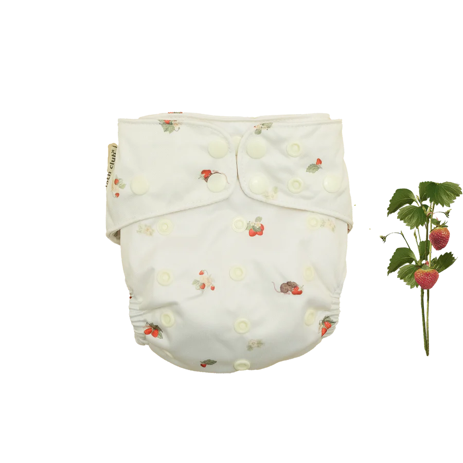 Cloth Club All in Two Wipeable Cloth Nappy-All in Two Nappy-Cloth Club-Strawberry Fields-The Nappy Market